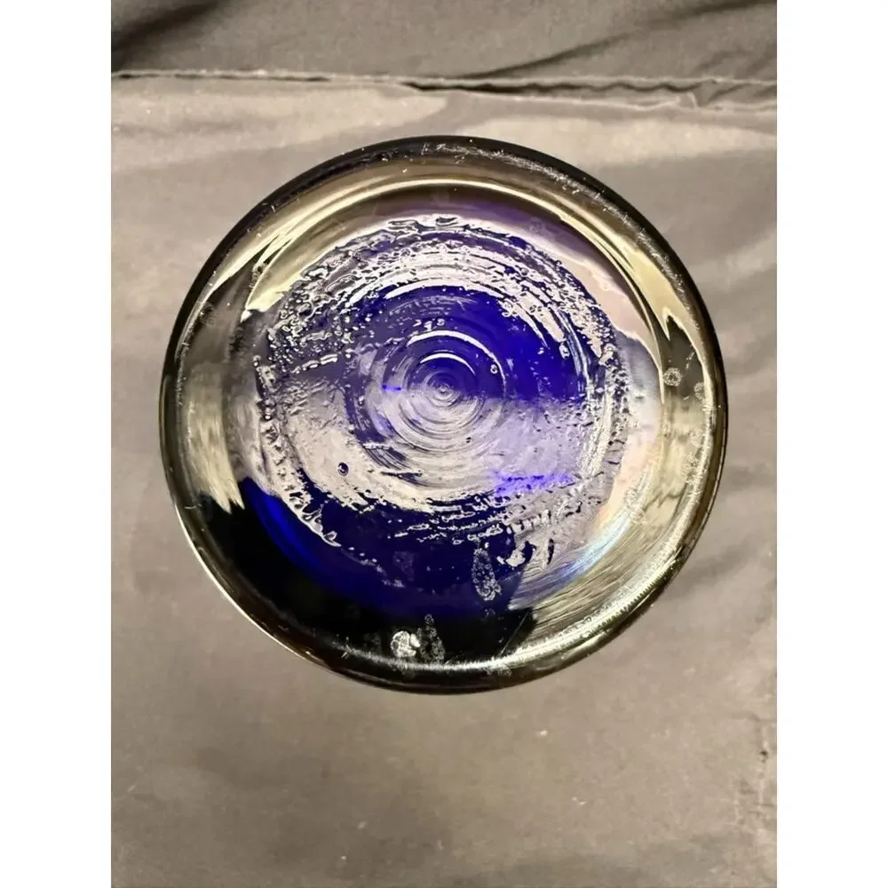Cobalt Blue & Gold Bohemian Style Decanter (5) Shot Glasses Hand Painted Flowers